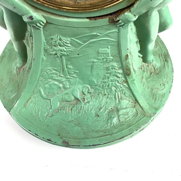 1920s LUX Clock Co. Figural Cherubs Painted Metal Novelty Desk Clock Antique Vtg - Picture 10 of 11